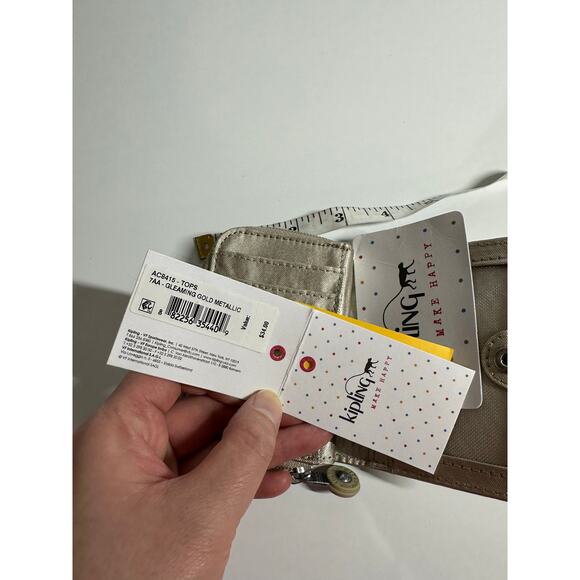 NWT champagne light gold Kipling small zip-around bi-fold compartment wallet - Picture 7 of 7